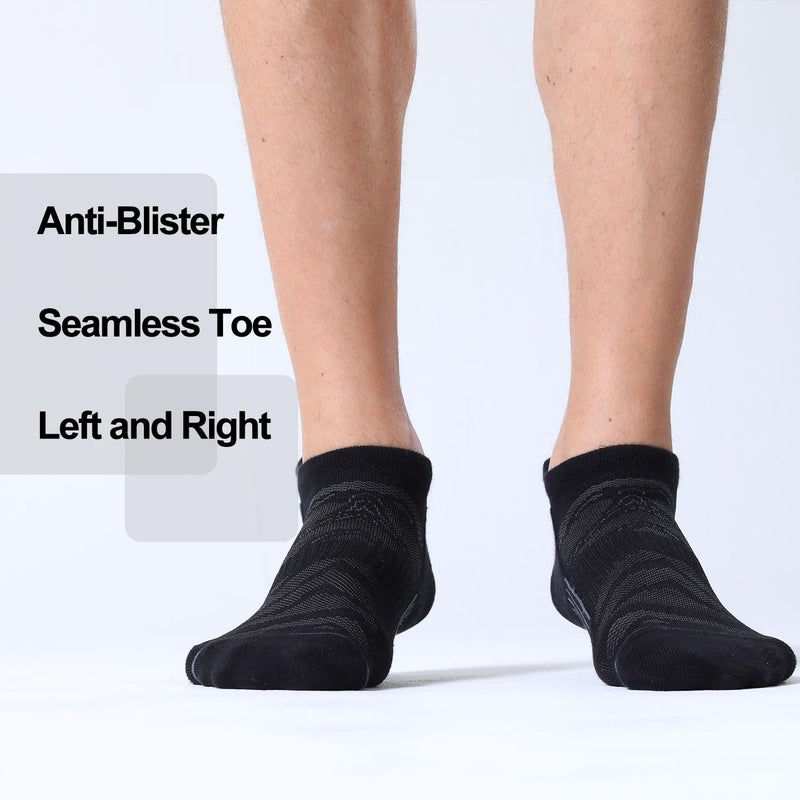 FITRELL 6 Pack Men's Ankle Running Socks Low Cut Cushioned Athletic Sports Socks, Shoe Size 12-15, Black+Gray - Image 5